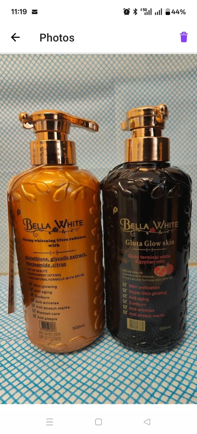 1Pc  Bella White Moisturizer Body lotion Gold/ black - Image 5