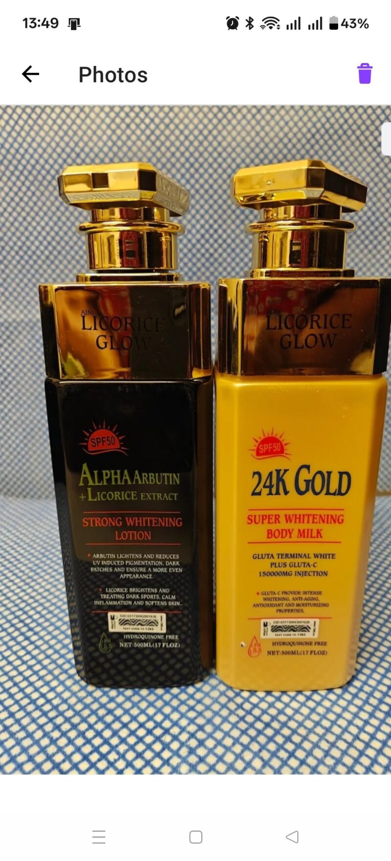 1PC Skincare Licorice 24K Gold Body lotion - Image 2