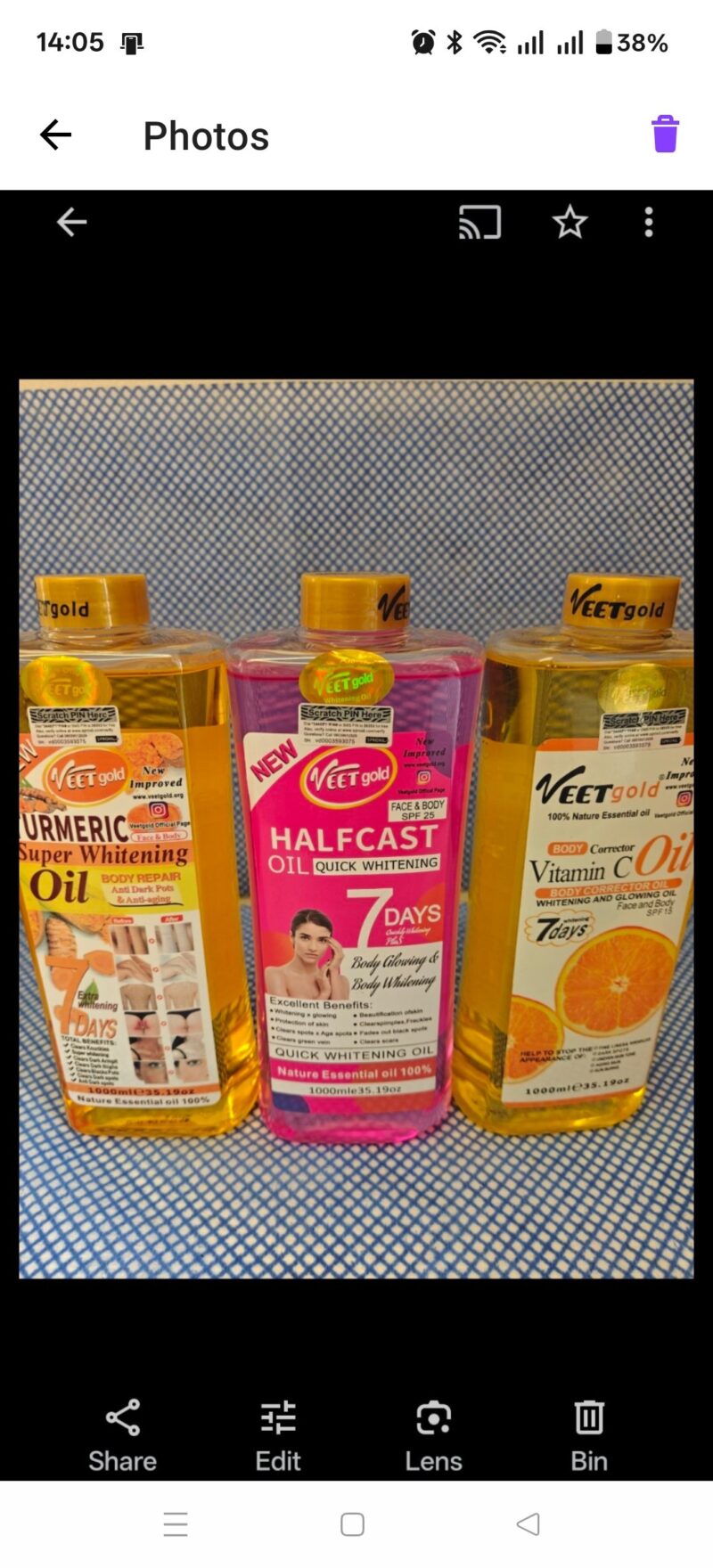 1Pc skincare Veetgold Tumeric Body Oil - Image 2