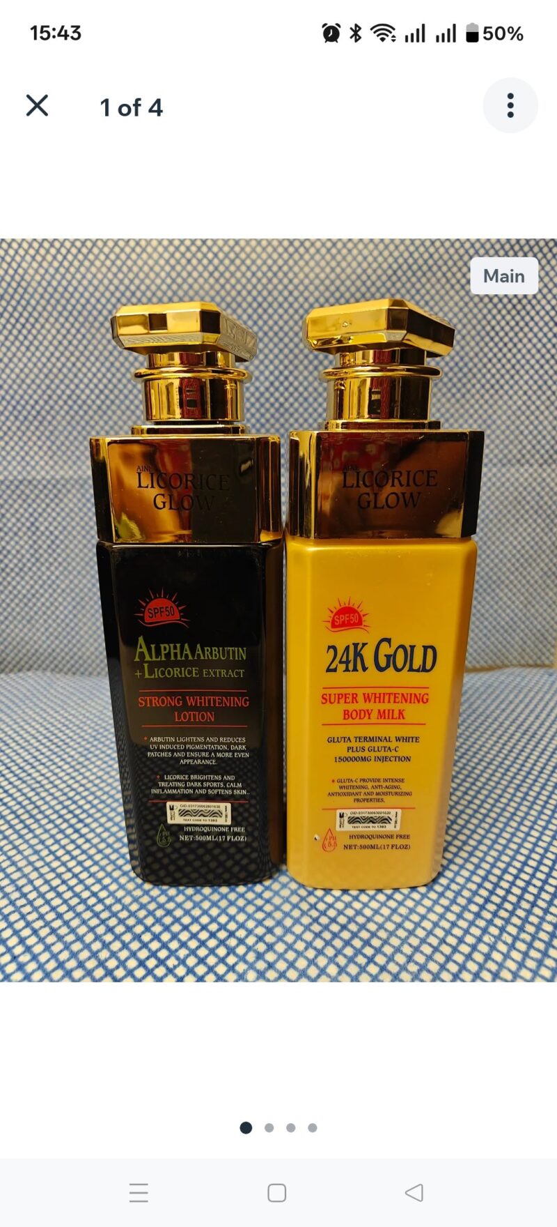 1PC Skincare Licorice 24K Gold Body lotion